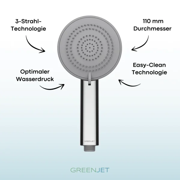 GREENJET Wasserspardüse Komplett-Set mit Brauseschlauch und Handbrause 110 mm – Bild 3