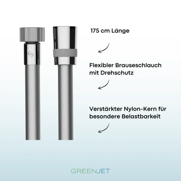 GREENJET Brauseschlauch 175 cm Chrom – Bild 3